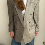 Double-breasted contrasted blazer in plaid and striped