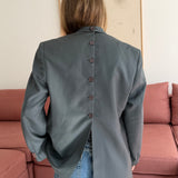 Button back blazer in solid green
