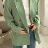 Button back blazer in pale green