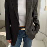 Contrasted blazer in plaid brown and speckered brown  (Express shipping)