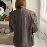 Contrasted blazer in dark khaki and checkered brown (Express shipping)