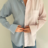Contrasted shirt in blue and red tones