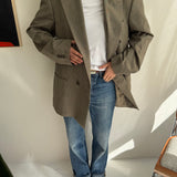 Checkered double breasted button back blazer