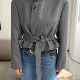 Belted blazer in Blue speckered