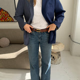 Contrasted blazer in deep blue and pinstriped (Express shipping)