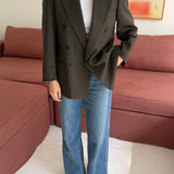 Dark green double-breasted Button back blazer