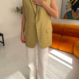 Stunning button back vest in mustard with green checks