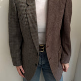 Checkered and houndstooth contrasted blazer