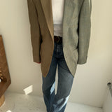 Green olive and plaid contrasted blazer