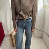 Belted blazer in Beige