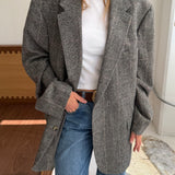Plaid black and white blazer on soft wool