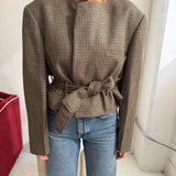 Belted blazer in Houndstooth