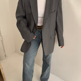 Grey pinstriped blazer