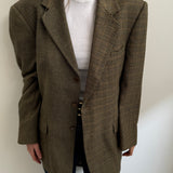 Brown speckered and houndstooth contrasted blazer