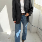 Contrasted blazer in grey checkered mix (Express shipping)