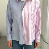 Pink striped and white with blue stripes contrasted shirt