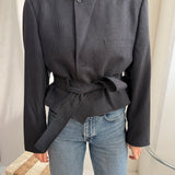 Belted blazer in Blue speckled