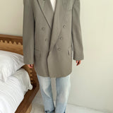 Double breasted grey button back blazer