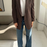 Houndstooth pale brown with light blue overcheck blazer
