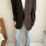 Contrasted blazer in green and brown tones
