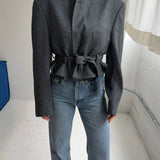 Belted blazer in speckered bright blue