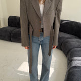Belted blazer in speckered tones