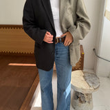 Contrasted blazer in blue houndstooth and solid grey (Express shipping)