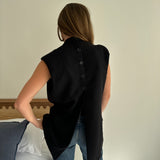 Dark blue pinstriped double breasted vest