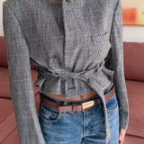 Belted blazer in Black and white speckered