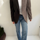 Contrasted blazer in plaid brown tones