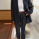 Dark blue double-breasted suit
