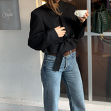 Belted cropped blazer