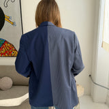 Contrasted blazer in deep blue and pinstriped (Express shipping)