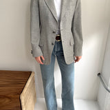 Beautiful grey herringbone blazer with stunning back details
