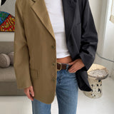 Contrasted blazer in pale brown/camel and black with brown pinstripes  (Express shipping)