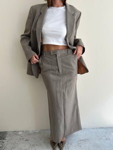 Beige suit with long skirt