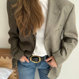 Plaid and speckered contrasted blazer