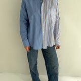 Contrasted shirt in blue and pink tones