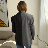 Contrasted blazer in dark grey pinstriped and grey pinstriped  (Express shipping)