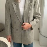 Striped grey and white wool blazer