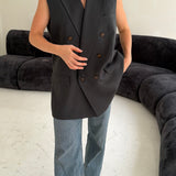 Stunning double breasted button back vest in blue