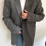Heavy wool checkered and solid grey contrasted blazer