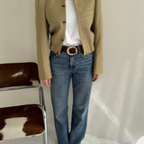 Bomber jacket in beige wool