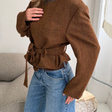 Belted blazer in brown