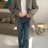 Grey herringbone blazer