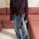 Belted blazer in Burgundy