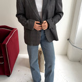 Contrasted blazer in grey houndstooth and checkered (Express shipping)