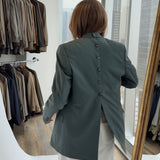Deep green/blue button back blazer