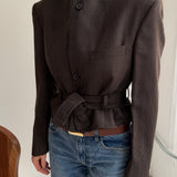Brown Speckered Belted blazer