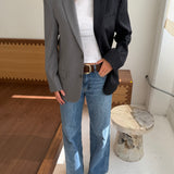 Contrasted blazer in Navy pinstriped and solid grey (Express shipping)